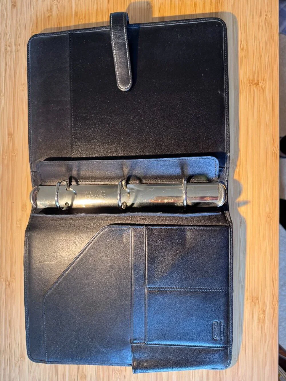 Coach Vintage Black Leather Desk Agenda 3 Ring Krause Binder